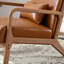 Solid Wood Accent Chair with Lumbar Pillow & Toss Cushion, Linen-Blend Armchair with Square Arms, Mid-Century Lounge Chair for Living Room & Bedroom-1612015843