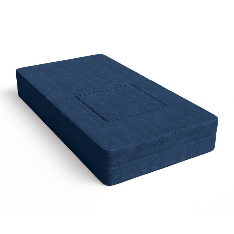 Shontae Zipline Convertible Compression Sleeper Chair & Ottoman / Twin-Size Bed, Indigo 100% Polyester