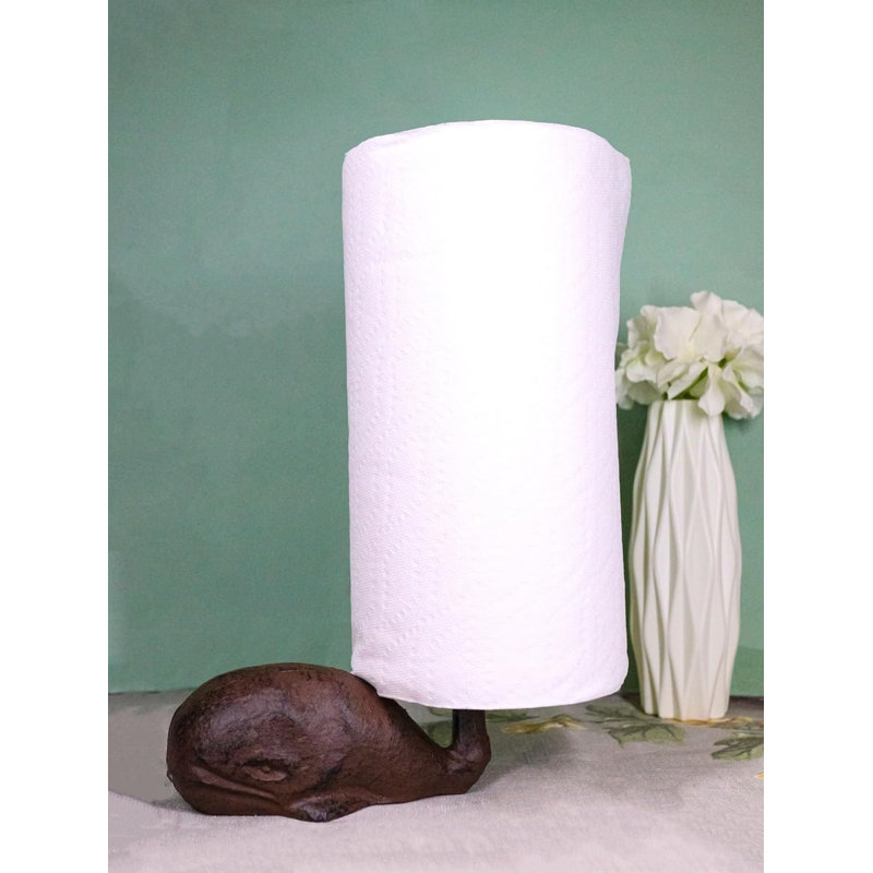 Porte-papier essuie-tout rustique en fonte marine avec longue queue