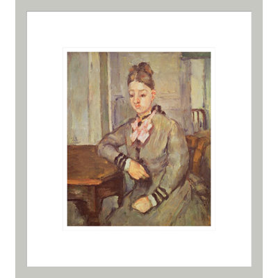 «Madame Cezanne s'appuyant sur une table» par Paul Cézanne, impression giclée encadrée
