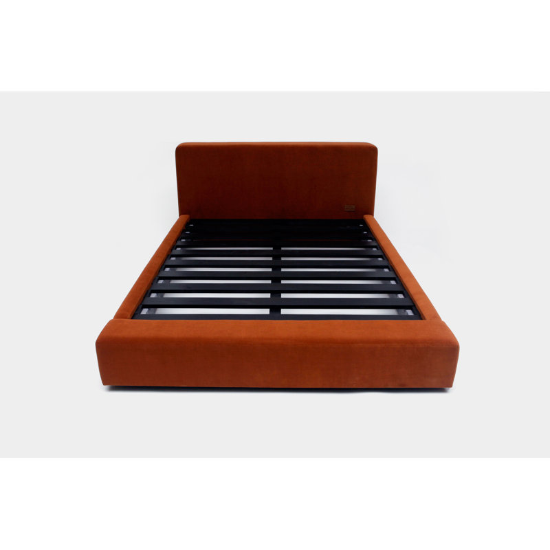 Upholstered Platform Bed, Queen, Cognac