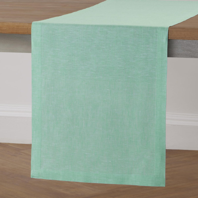 100% Pure Linen Table Runner - Athena, 36" x 14", Chambray Aqua