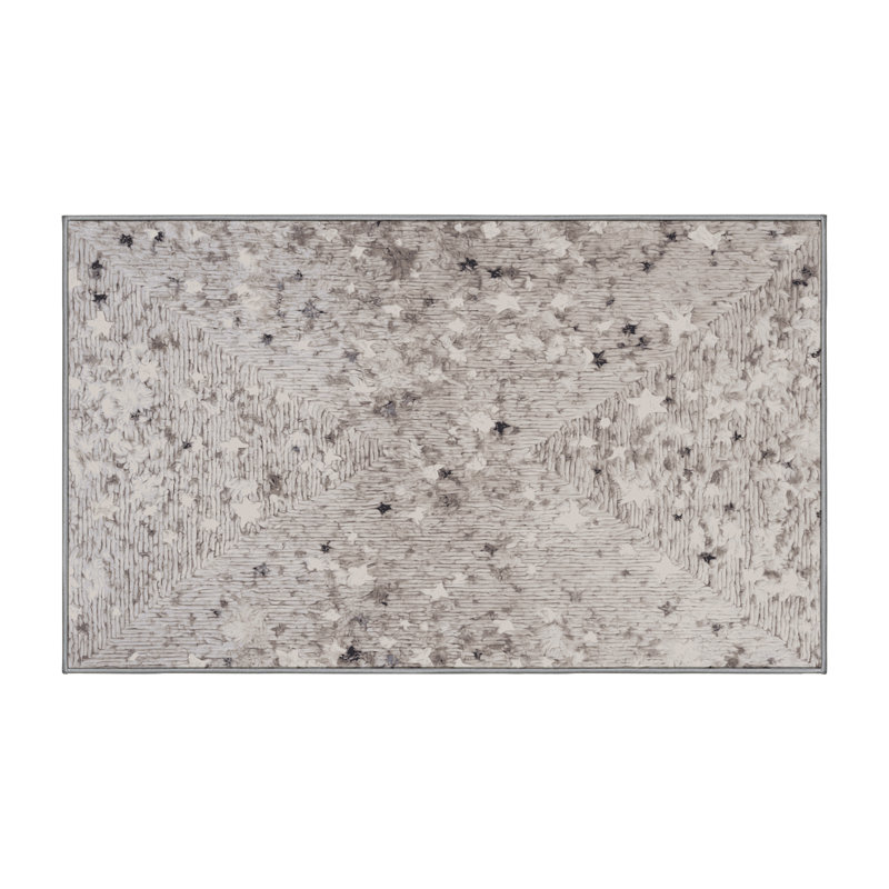 Machine Washable Gray Area Rug, Rectangle 7' x 9'