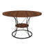 Table de salle à manger ronde extensible 4 à 6 places (110 à 150 cm), placage noyer et métal noir, fermeture à rail, grain naturel, étagère renforcée, chaises non incluses, design scandinave, piètement en métal, résistant aux égratignures