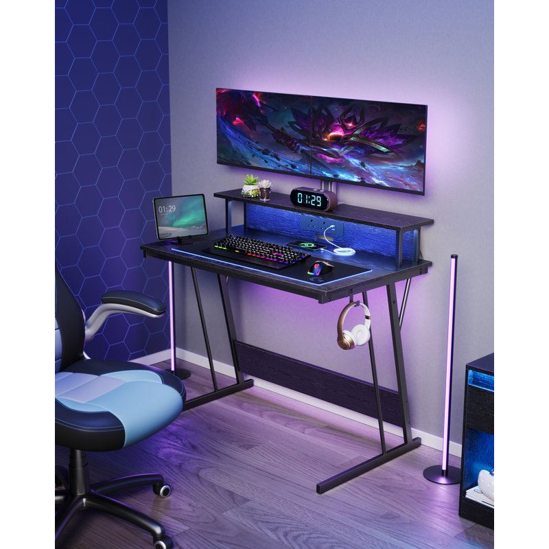 Alcedo 100cm L Computer Table, 76cm H x 120cm W x 60cm D, Ebony Black