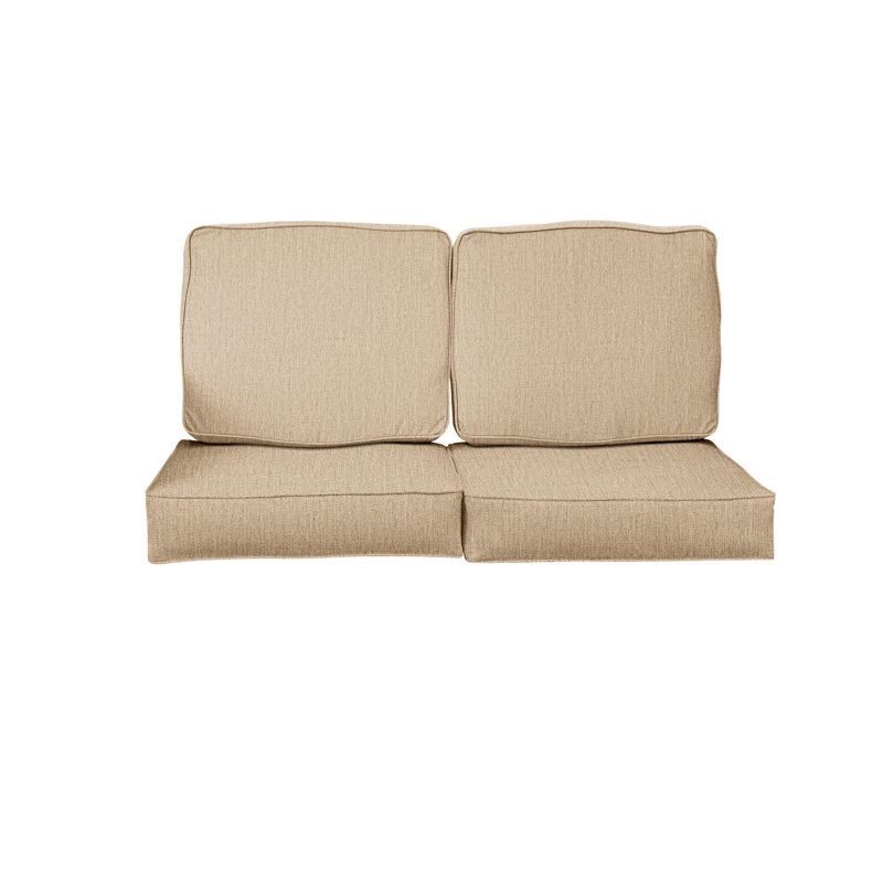 Outdoor 5'' Loveseat Seat / Back Cushion, Cast Ivy Sunbrella® Plainweave, 29" W x 27" D