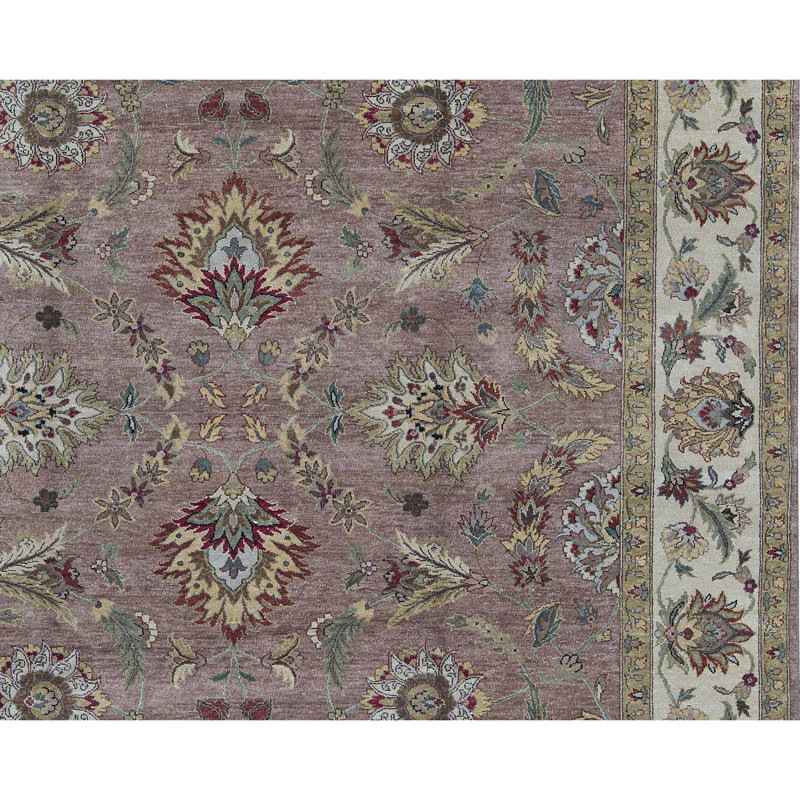 Tapis chameau et crème noué à la main de haute qualité