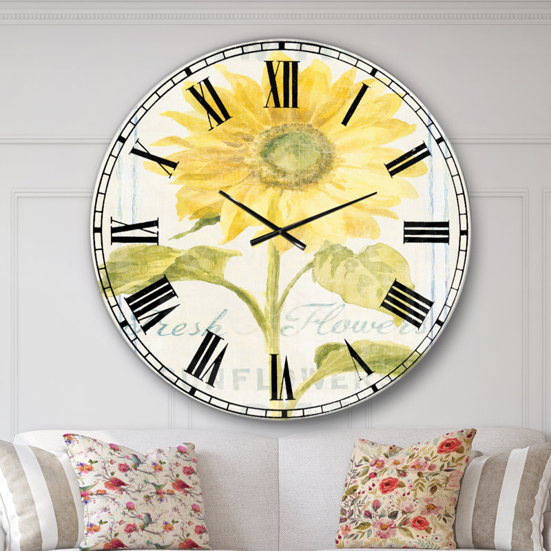 Swigart Floursack Florals II - Horloge murale campagnarde, Surdimensionné