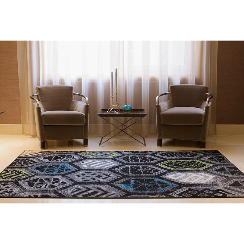 Tapis noir en laine Melbourne, Rectangle 8 pi x 10 pi