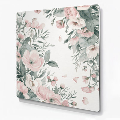 Aquarelle florale, art mural en métal beige 10