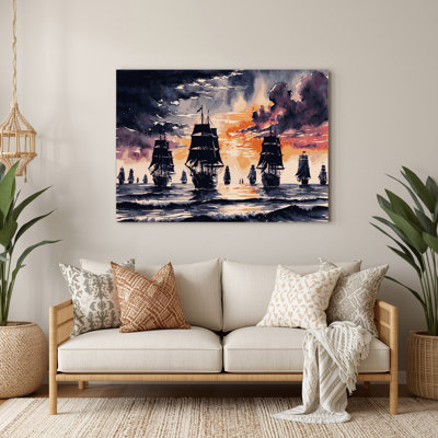 Coastal Sailboat Silhouettes Gray Metal Wall Art