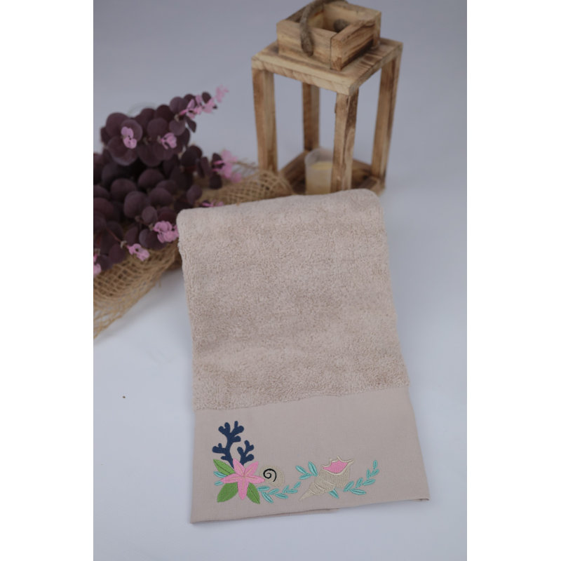 Débarbouillette 100% coton Shaan, Crème / rose / bleu