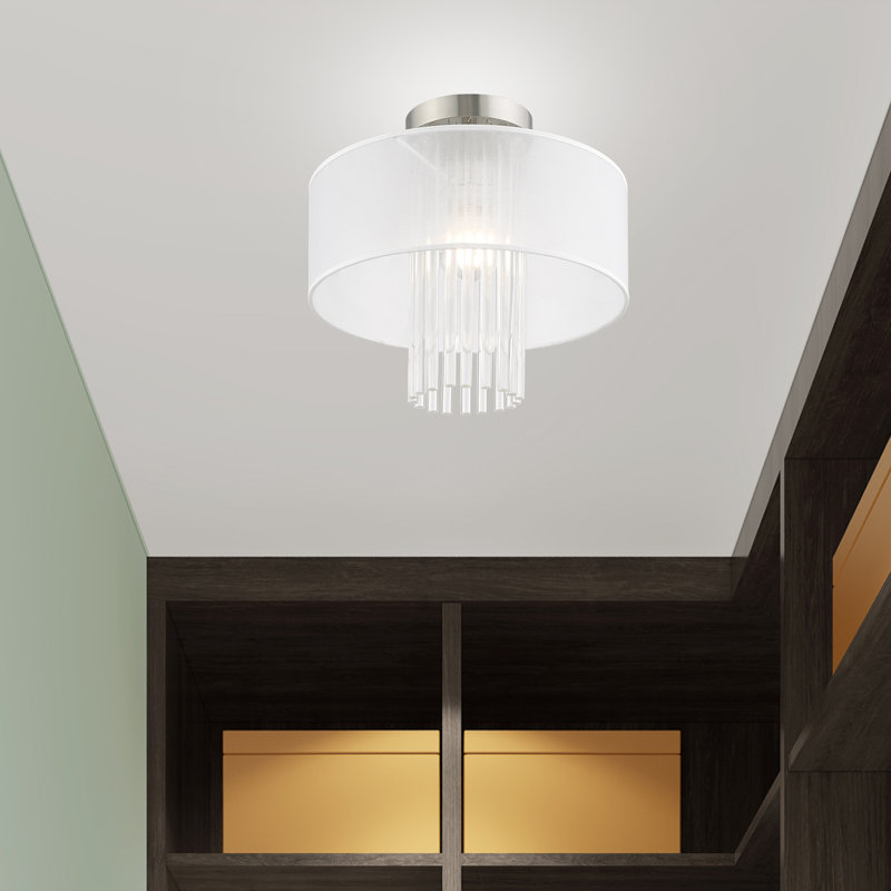 Plafonnier semi-encastré 1 lumière Hanson, H 12,5 po x l 13 po x p 13 po, Translucide