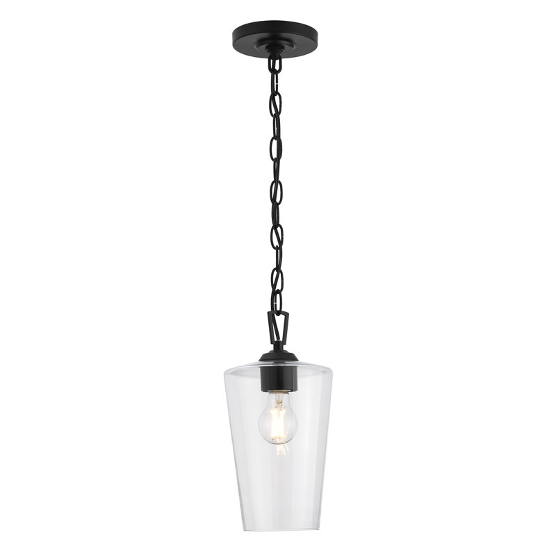 Luminaire suspendu à une lumière Celino avec verre transparent, Noir satiné
