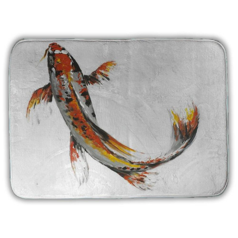 Butterfly koi fish Bath Mat with Non-Slip Backing - Quick Dry Memory Foam Bathroom Rug - Absorbent - Modern Plush Spa-Style - Machine Washable