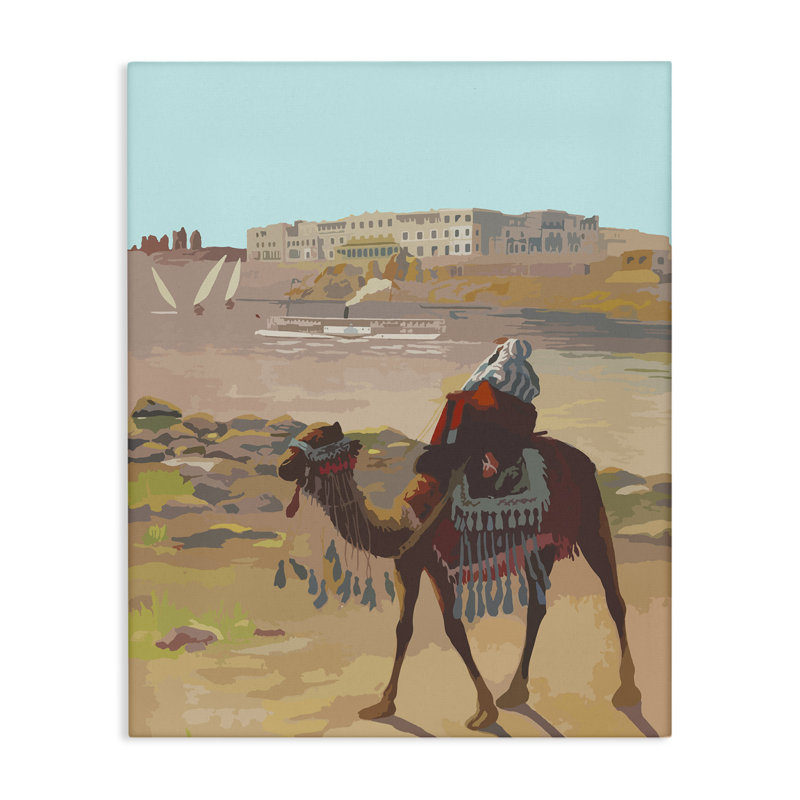 Art mural sur toile Camel in Desert Town par Daphne Polselli, H 20 po x l 16 po