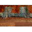 Tapis brun / orange en laine noué à la main de conception unique 6 pi 8 po x 9 pi 8 po New Age