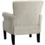 Fauteuil Accent Rivet crème avec structure en bois d'ingénierie massif, pieds carrés en caoutchouc fuselés, accoudoirs roulés, dossier rainuré, siège à ressorts à arc, coussin épais en mousse, tissu d'ameublement teinté, simple