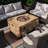 8-Person Outdoor Brown Seating Set With Firepit Table