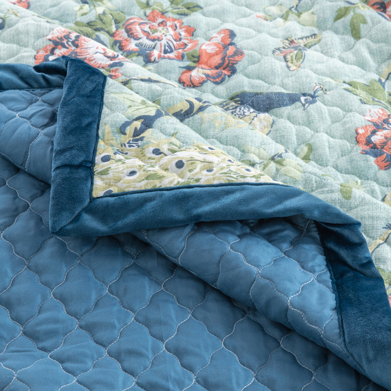 Greenland Home Fashions Pavona Reversible Throw, 50"Wx60"L Cotton & Microfiber, Perfect for Sofa & Indoor Decor