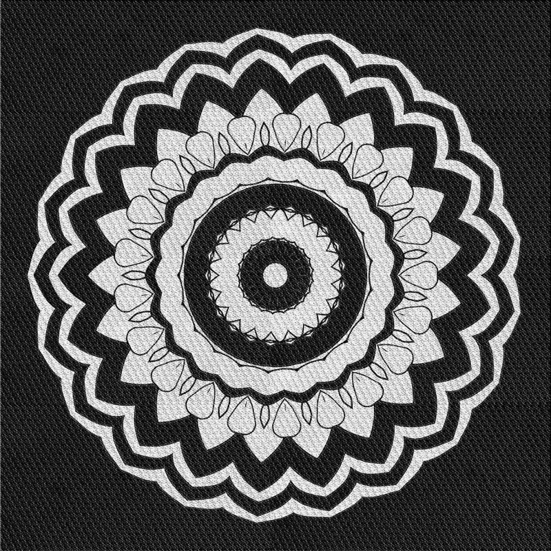 Tapis noir/gris tissé à la machine, Carré 5 pi