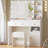 Makeup Vanity Set With Built-in Outlets And Lighted Mirror