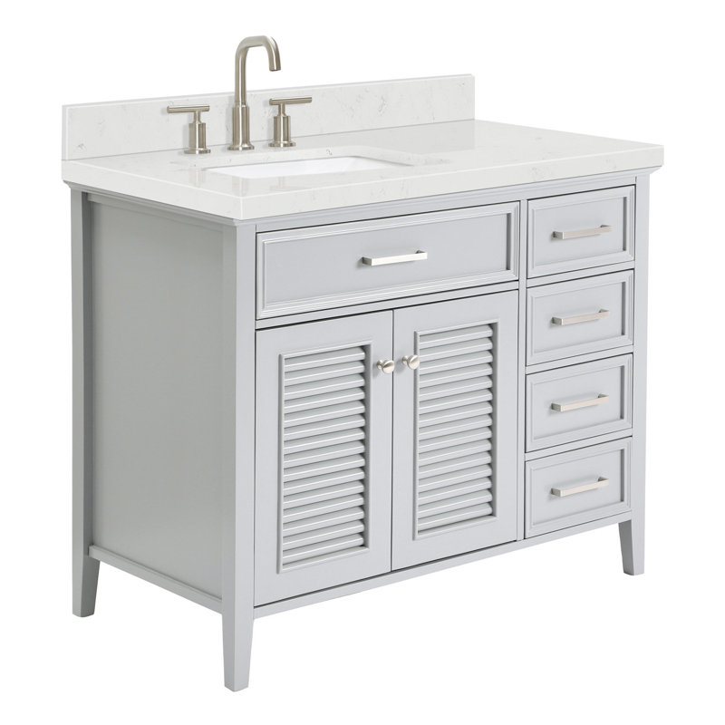 Ensemble de meuble-lavabo simple 42 po Blazier, Left, Rectangular, Gris