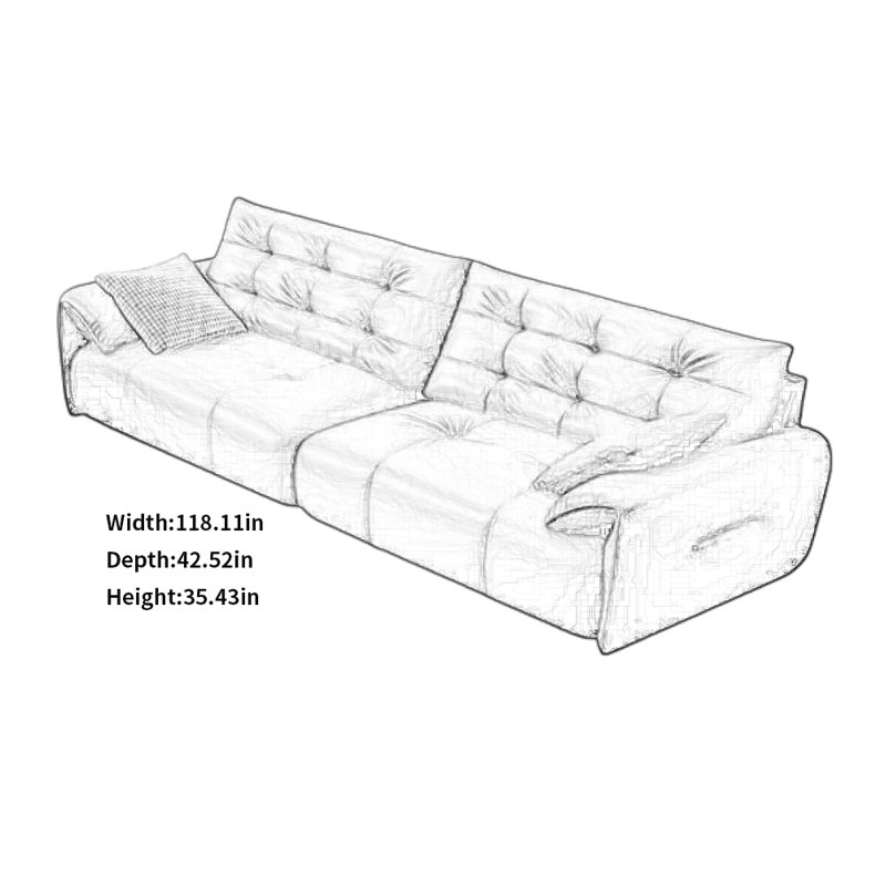 Canapé moderne simple et décontracté, H 35,43 po x l 118,11 po x P 42,52 po, Brun