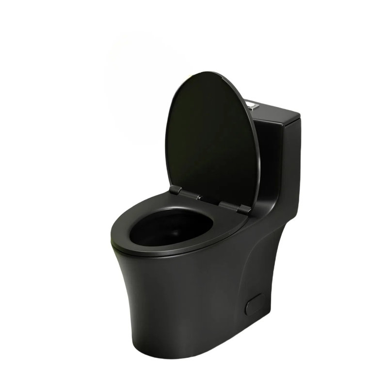 1.1/1.6 GPF Tornado Flush One-Piece Toilet Elongated, Siphonic S-Trap 12",Soft Closing Seat, Button On Tank Top ,Powerful Dual Flush MAP 1000G, Comfort Chair Seat ADA Height 17", Matte Black