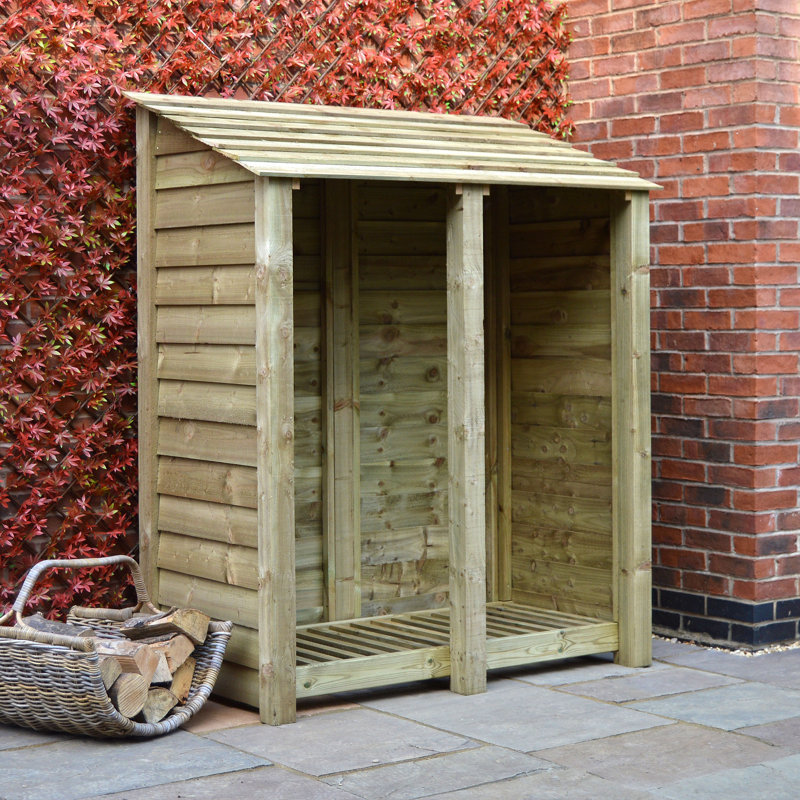 150cm W x 80cm D Solid Wood Log Store, Light Green