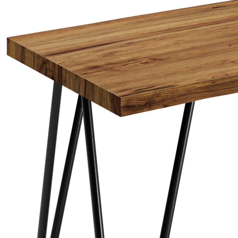 Natural Mango Wood Bench with Black Metal Hairpin Legs