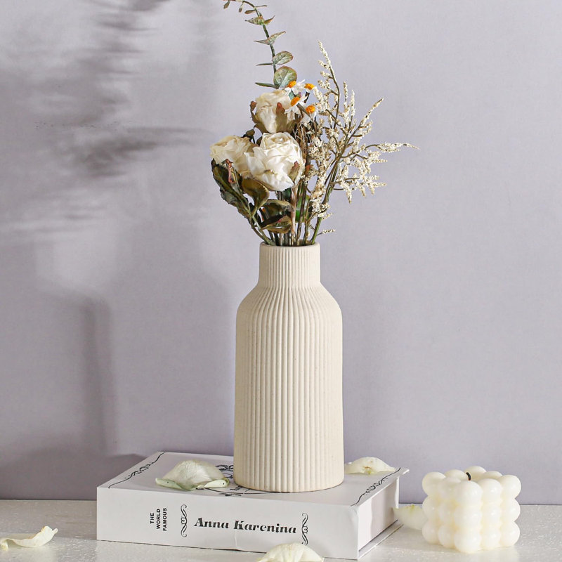 Ceramic Table Vase, Beige