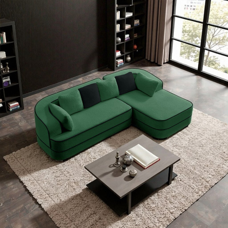 Canapé en velours modulaire Cloud-Like Teddy, Vert
