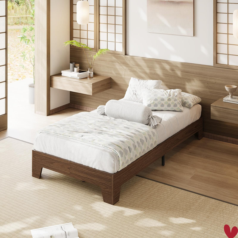 Base de lit en bois pour matelas, lit plateforme de ferme avec lattes renforcées et support central, aucun sommier requis