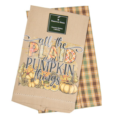 Plaid and Pumpkins Two Tea Towel Set