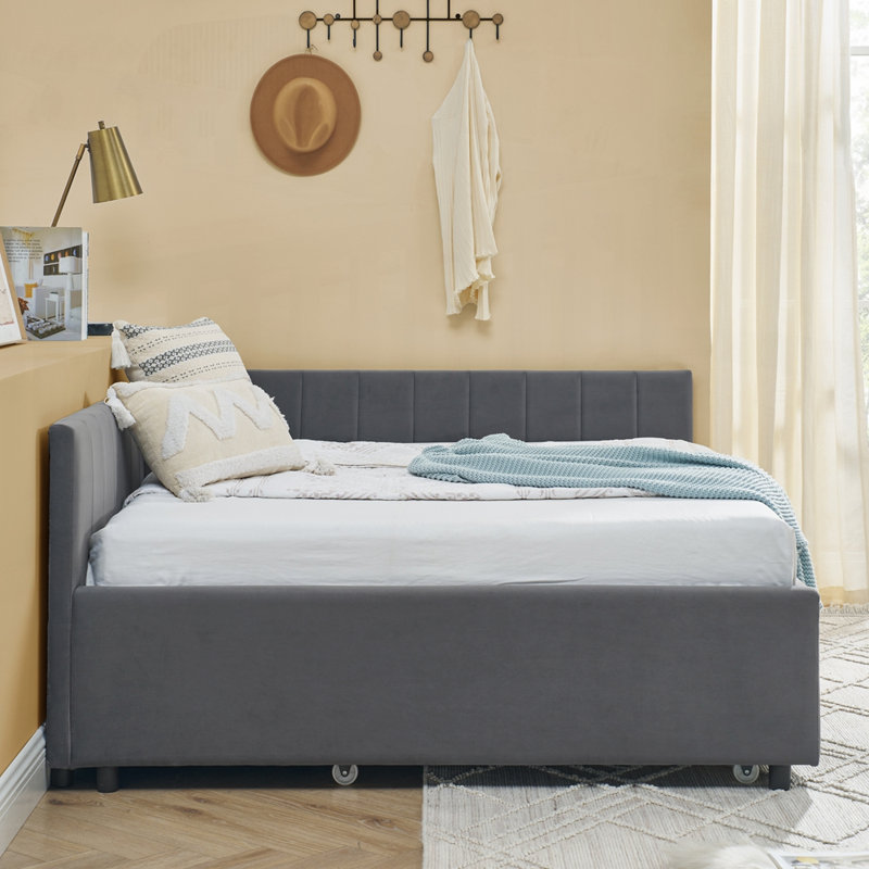 Luxueux canapé-lit en velours capitonné avec fonctionnalité polyvalente pour tout espace, Gris