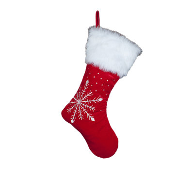 Knitted Christmas Stocking With Santa Snowman, Red Gift Bag For Tree Hanging Decoration, 19.3x11in Red