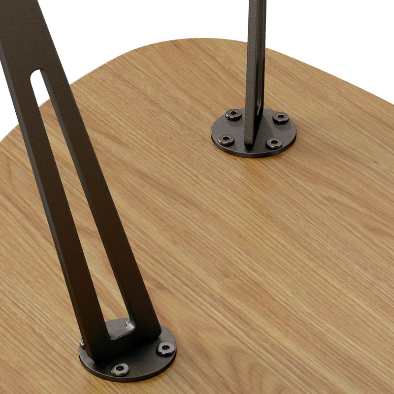 Table basse Elton de 39,3 po avec 3 pieds en fer massif pour le salon et le bureau Elton, Chêne