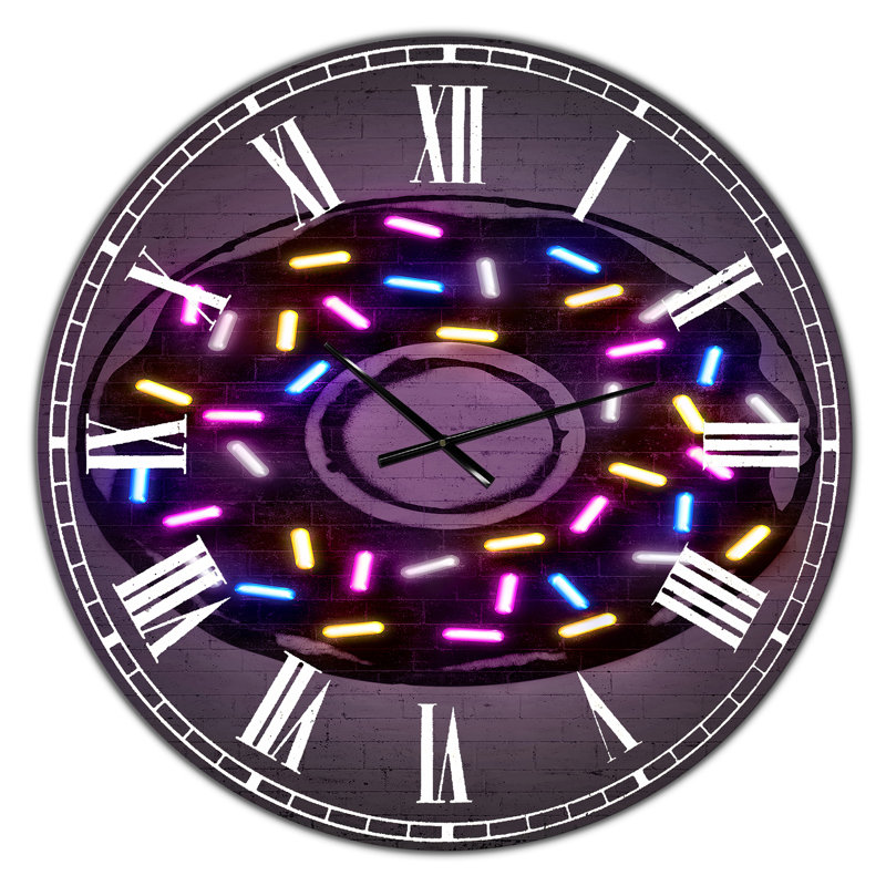 Grande horloge murale Neon Sugar Fantasy Donut, Moyen
