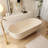 69" Freestanding Deep Soak Tub Solid Surface Soaking Bathtub Creamy-119241958