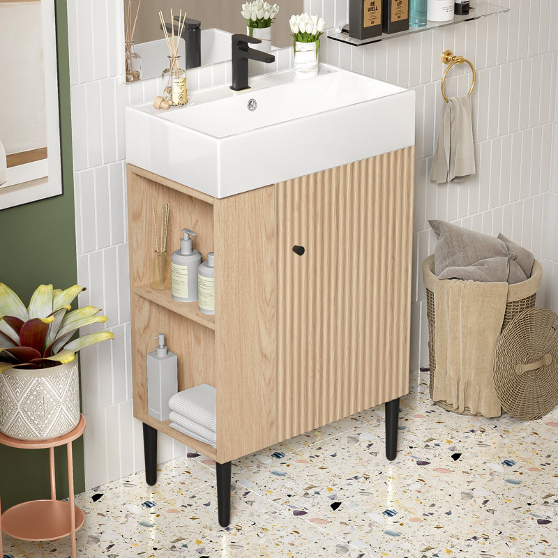 Ensemble de meuble-lavabo simple 21,6 po, Bois, Noir, noir, noir, noir