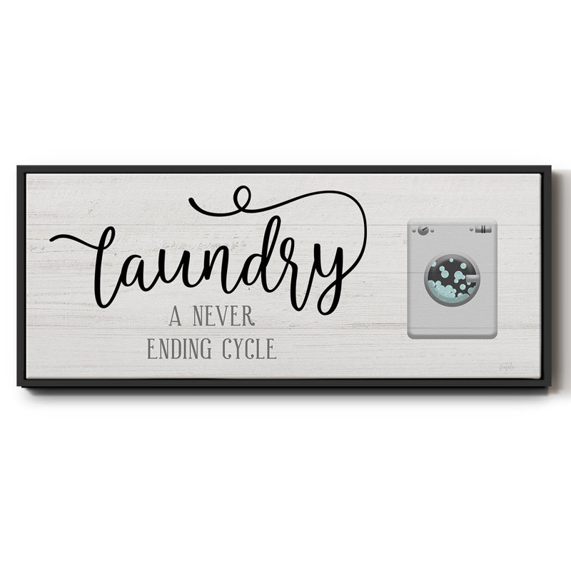 " Never Ending Laundry ", 25" H x 45" W x 1" D, Black Framed Canvas