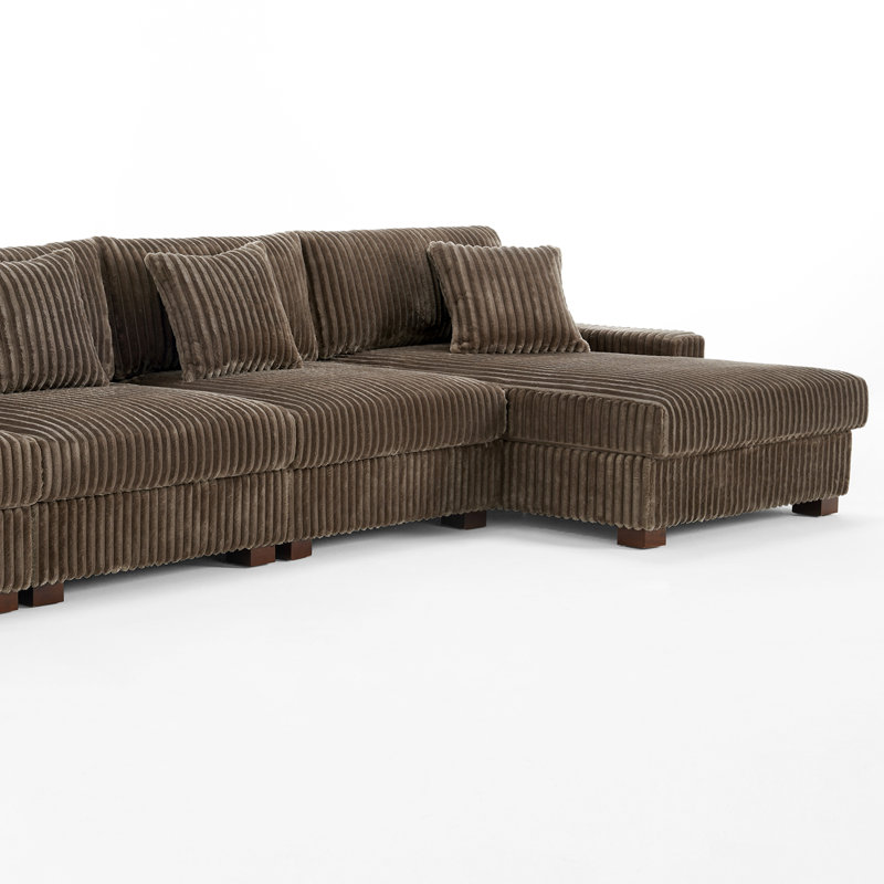 4 Seater Seating Component, Light Brown Faux Fur