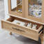 Vitrine lumineuse en verre avec tablettes réglables - 2 portes, 1 tiroir, lumières DEL, finition chêne clair élégant