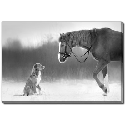 Cheval et retriever, art mural sur toile