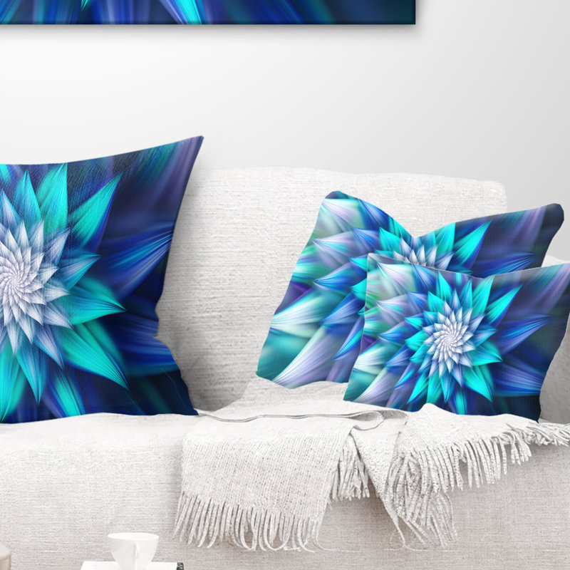 Grand coussin lombaire floral de couleur exotique, Bleu