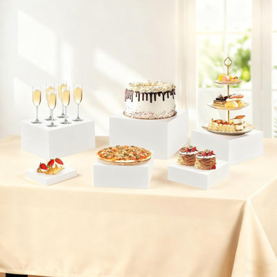 6 PCS Buffers, risers en acrylique blanc pour table de buffet