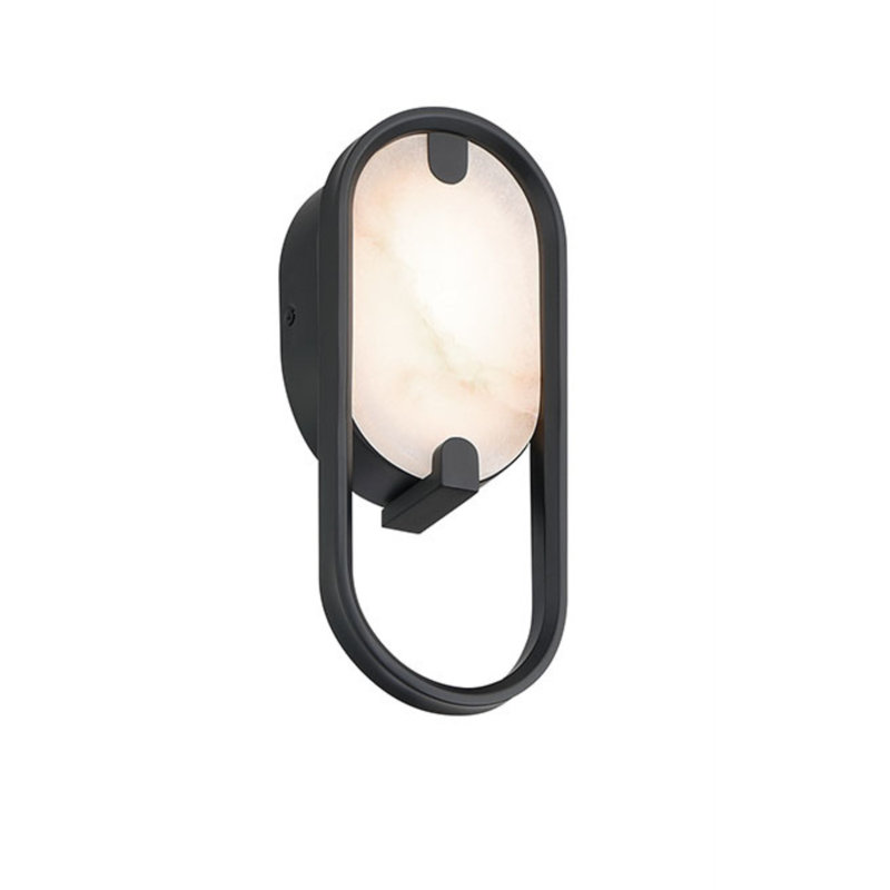 Noga, Wall Sconce , 11",Alabaster, Matte Black