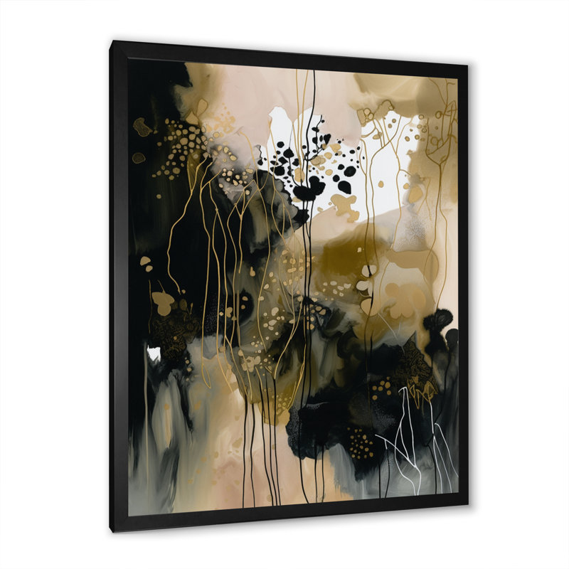 «Black Chaos I», reproduction sur toile abstraite, L 12 po x H 20 po, Cadre photo noir