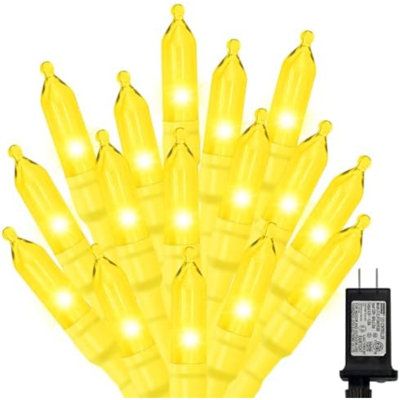 Lumières de Pâques jaunes, mini guirlande de 100 lumières DEL 32,5 pi avec 16 modes de lumières, guirlandes de lumières jaunes à brancher pour les décorations de Pâques pour guirlande